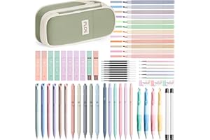 FLOE 65PCS Aesthetic School Supplies with Cute Pencil Case, Pastel Highlighters Gel Pens Mechanical Pencils Set 0.5 0.7 & 2.0mm, Office Back to School Supplies College Essentials Kit Student Stationary Set