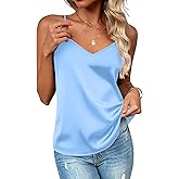 Zeagoo Women's Silk Satin Tank Tops 2026 V Neck Adjustable Spaghetti Strap Sleeveless Camisole Summer Basic Blouse
