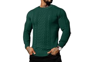 Askdeer Men's Pullover Sweater Fisherman Chunky Knit Crewneck Sweaters Casual Twist Patterned Sweater