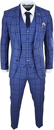 navy blue checkered suit
