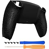 eXtremeRate Textured Black Non-Slip Custom Back Plate Bottom Shell Compatible with ps5 Controller, 3D Splashing Cover, Game Improvement Replacement Back Shell Cover Compatible with ps5 Controller