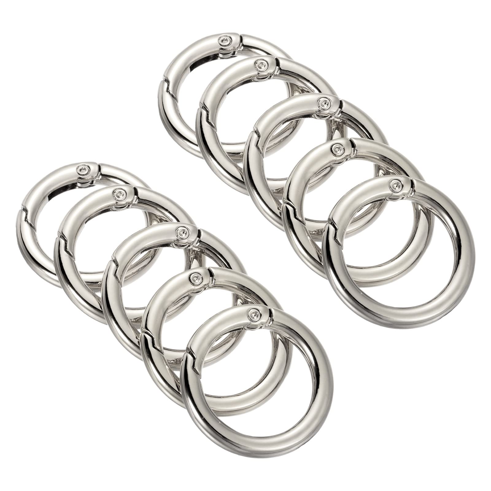 PATIKIL 28x20x4mm Spring Gate O Rings, 10 Pack Round Snap Clip Zinc Alloy for Keyrings Buckle, Silver