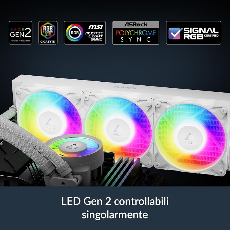 Liquid Freezer III Pro 360 A-RGB (white) - Dissipatore AIO CPU, 3 x 120 mm Raffreddamento a Liquido, Radiatore 38 mm, Pompa PWM, Ventola VRM, AM5/AM4, Intel LGA1851/1700 Telaio di Contatto -