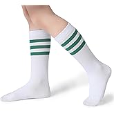 Pareberry Boys Girls Over the Calf Striped Tube Socks Cotton Soft Retro Athletics Socks for Kids Age 4-9