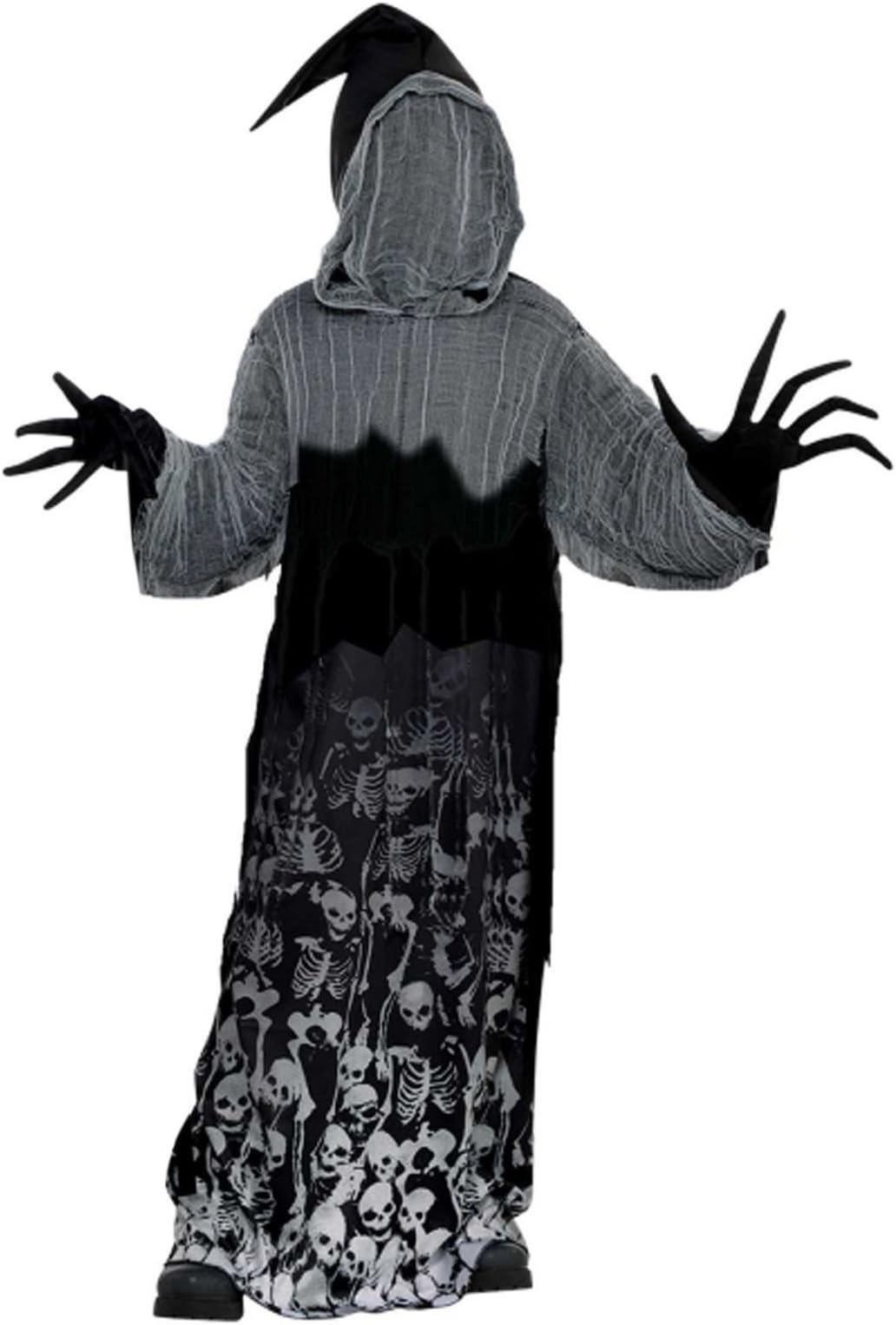 8-10 Years - Dark Shadow Grim Creeper Skeleton Soul Crusher Halloween Fancy Dress Costume