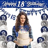 Yontree 18th Birthday Decorations Blue Silver Banner Cake Topper Sash view 3
