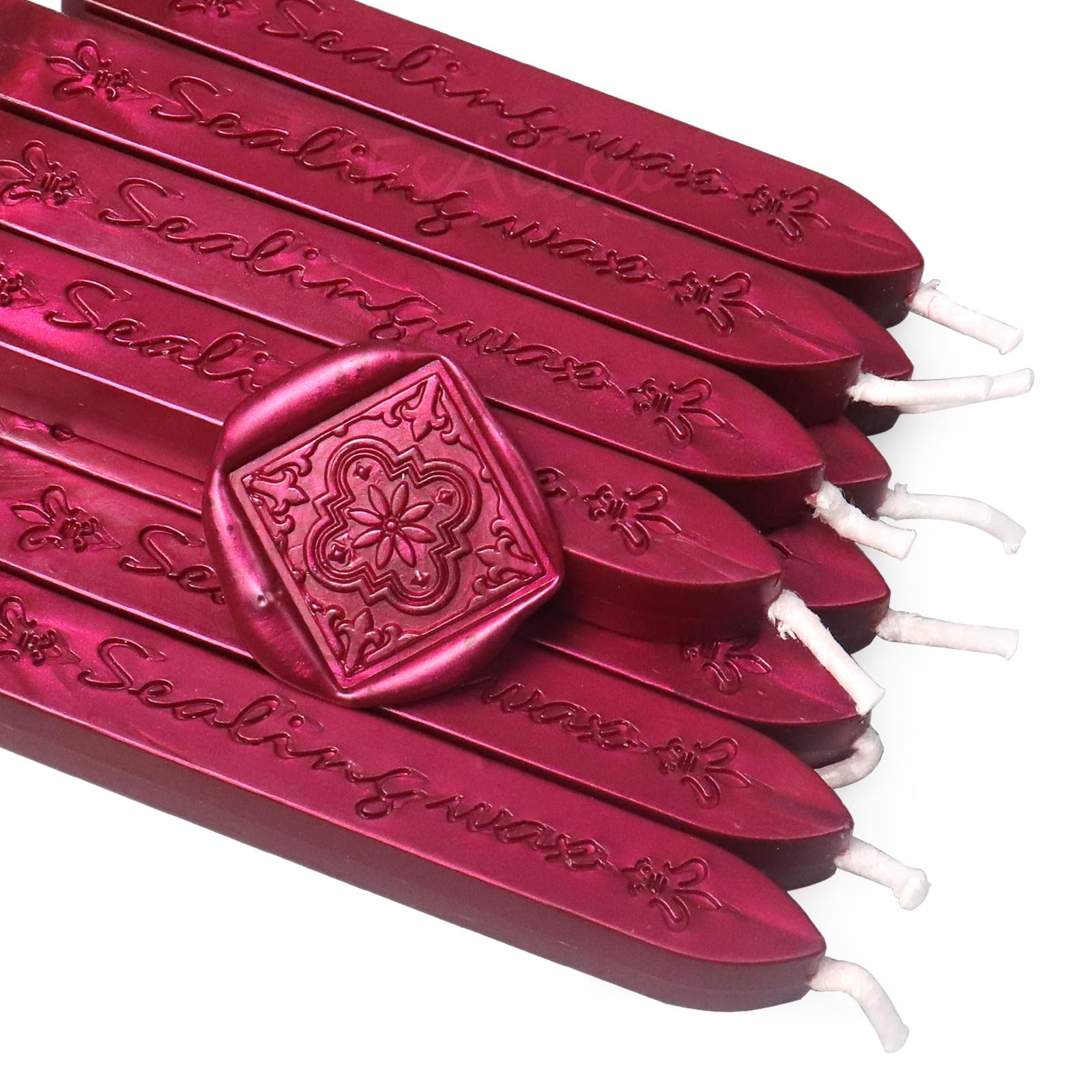 Purplish Red Sealing Wax Sticks with Wick, fsalisa 10Pcs Wax Seal Sticks for Wax Seal Stamp Decorative Wedding Invitations, Cards Envelopes, Gift Packages