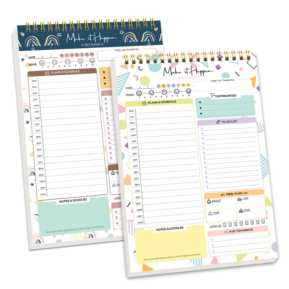 To Do List Pad, 2 PCS Undated Daily Planner Notepad 52 Tear off Sheets To Do List Notepad with Hourly Schedule Checklist for Work, Office, School Supplies — image 1