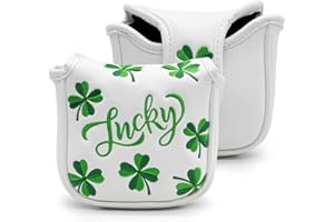 ALIENNANA Golf Headcovers Lucky Clover Golf Driver Fairway Wood Hybrid Mallet Blade Putter Cover Headcover Premium Leather Headcovers Fits Most of Drivers Woods and Blade Putters