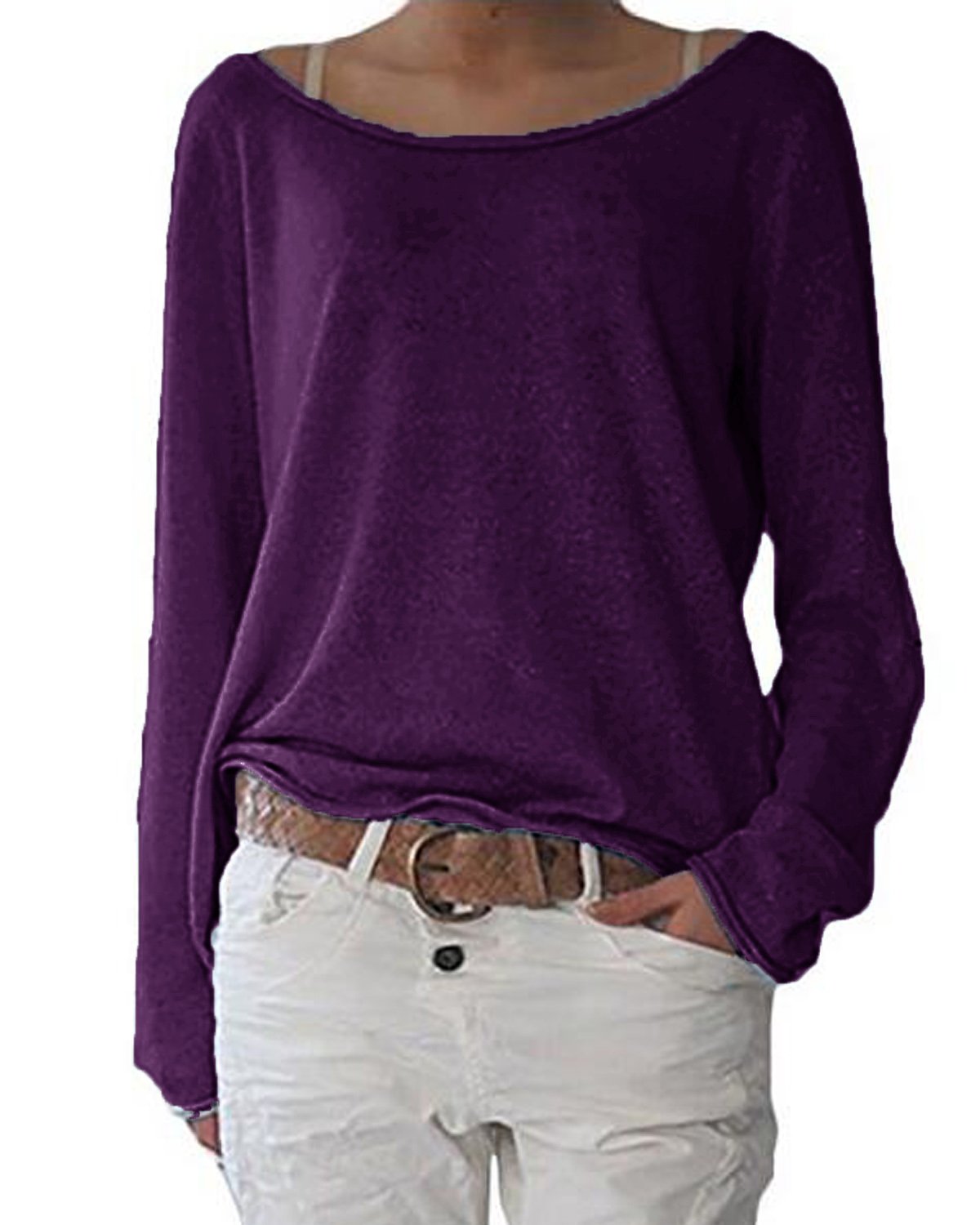 ZANZEAWomen Casual Loose Round Neck Long Sleeve Jumper Tops Pullover  Sweatshirt T-Shirt Blouse