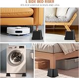 MYMULIKE Bed Risers 4 Inch Heavy Duty Up to 6000 Lbs L Shape 4 Pack Black view 7