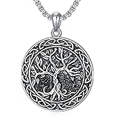 Lattd Tree of Life Necklace for Men 925 Sterling Silver Tree of Life Pendant Necklace Norse Jewelry Gifts for Men Women