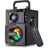 Bluetooth Speaker, Portable Bluetooth Speakers with Subwoofer Wireless Stereo Sound Rich Bass Outdoor Party Speakers Support Remote Control FM Radio LED Lights