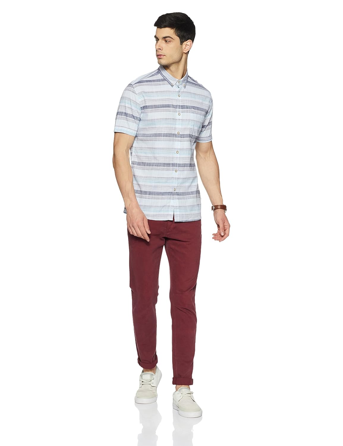 flying machine men's striped slim fit casual shirt