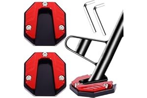 DASIGJID 2-Pack Motorcycle Kickstand Pad - Heavy Duty Anti-Skid Enlarged Foot Base Extender Plate Motorcycle Accessory, Coaster Plate Support for Harley Davidson, Touring & Sport Bikes (Red)