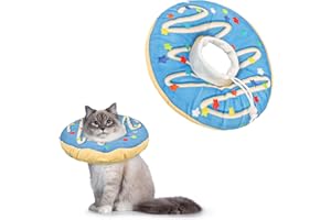 FRIUSATE Cat Cone Collar Soft, Cute Cat Donut Cat Recovery Collar Adjustable Elizabethan Collar Cat Cones to Stop Licking Comfortable Lightweight Neck Cone for Cats Kittens Pet After Surgery