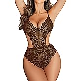 Avidlove Women Lingerie Lace Bodysuit Teddy Lingeries V Neck Cut Out One Piece Mini Babydoll