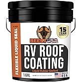 BEEST RV Roof Coating White, 1 Gallon Covers up to 50 sq ft (2 Coats), Solar Reflective & Waterproof Sealant| Elastomeric Lea
