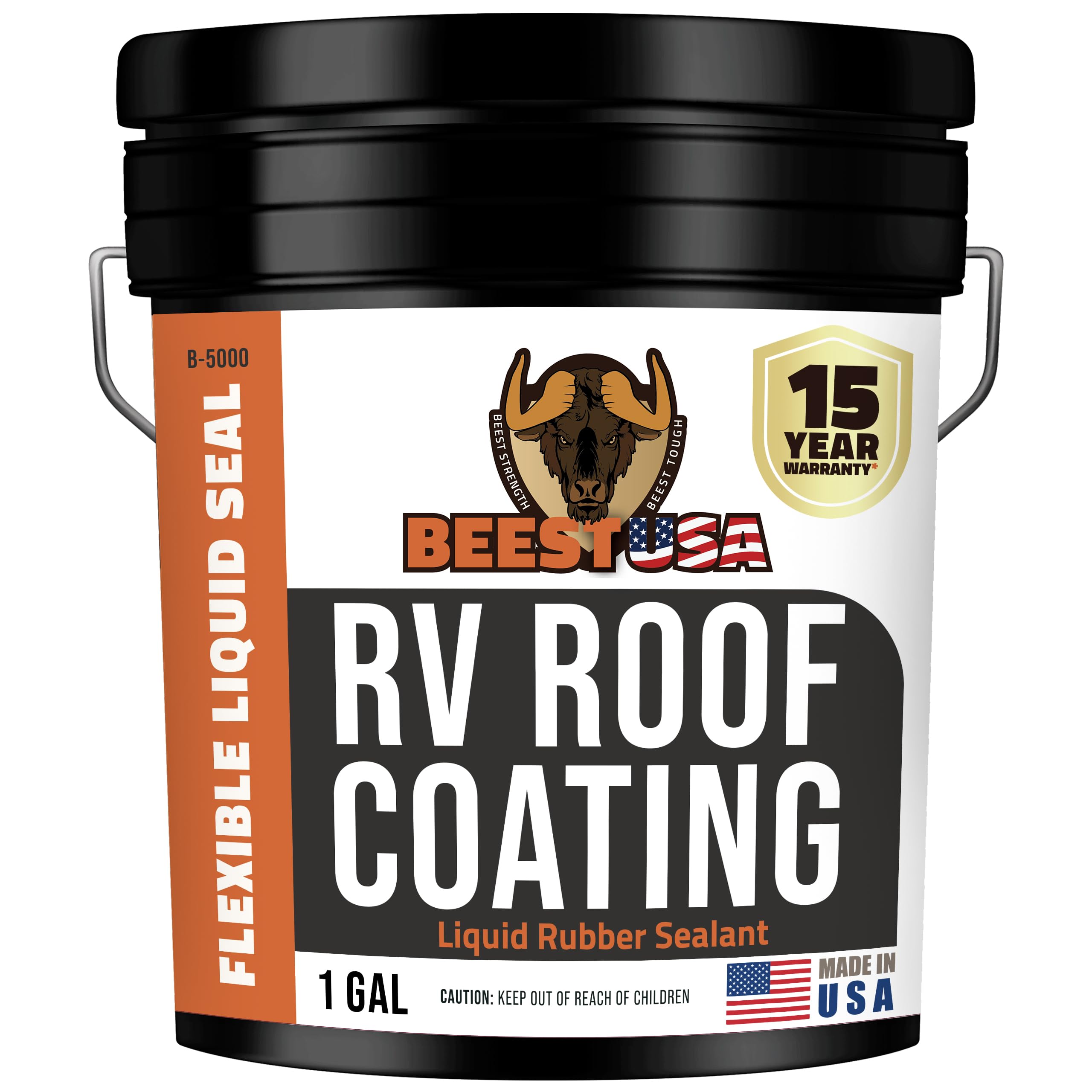 Photo 1 of BEEST RV Roof Coating White, 1 Gallon Covers up to 50 sq ft (2 Coats), Solar Reflective & Waterproof Sealant| Elastomeric Leak Repair Coating, Liquid Rubber RV Roof Sealant for Trailers, Camper & More