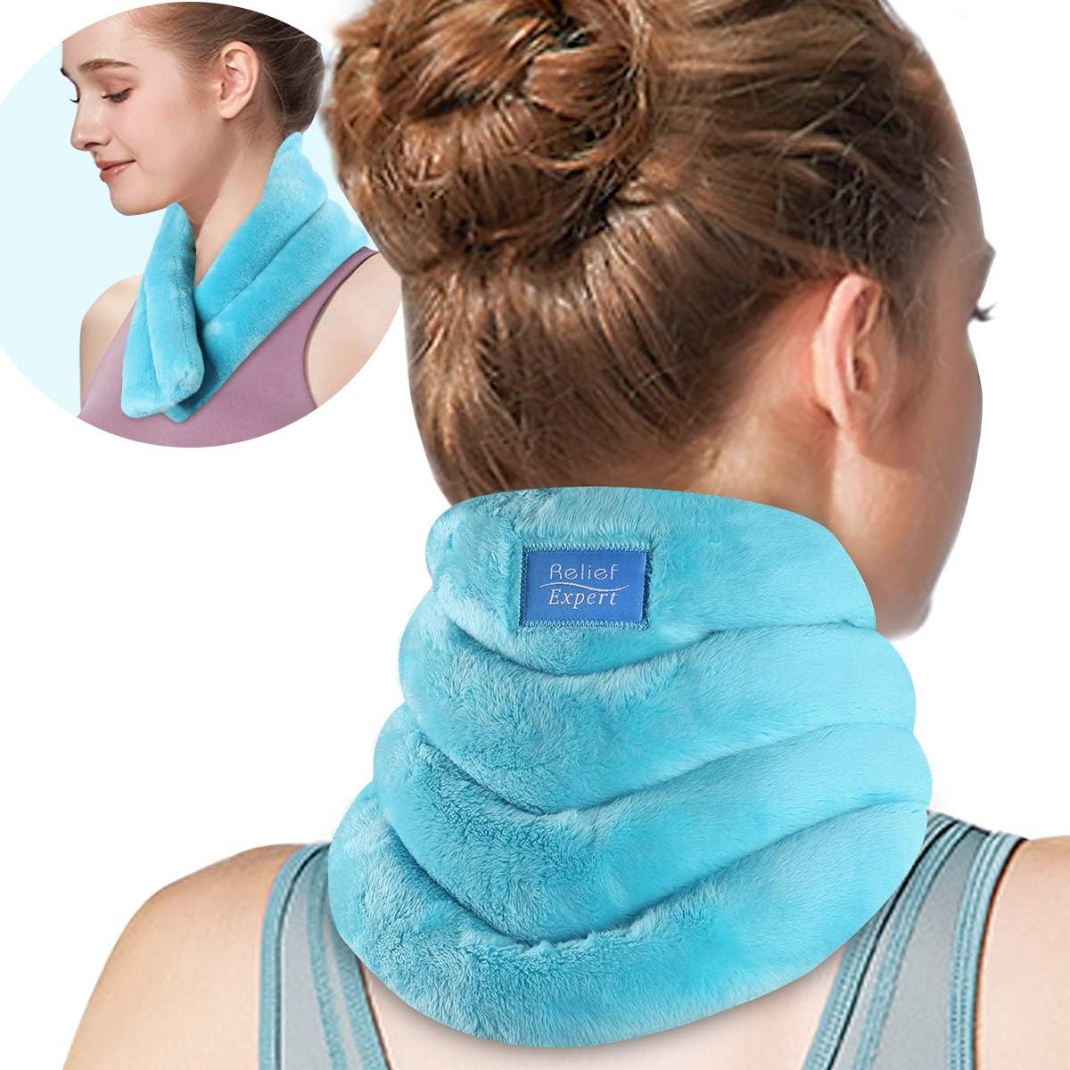 Relief Expert Hands-Free Neck Heating Pad Microwavable Heated Neck Wrap for Pain Relief, Microwave Neck Warmer for Hot Cold Therapy: Health & Personal Care