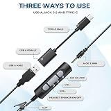 Wantek USB Headset with Microphone 3-in-1 USB-C/USB 3.5mm Laptops PC view 3