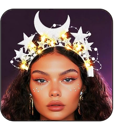 Amazon.com : Woeoe Sparkly Moon Halo Crown Headband, Silver  display picture 1