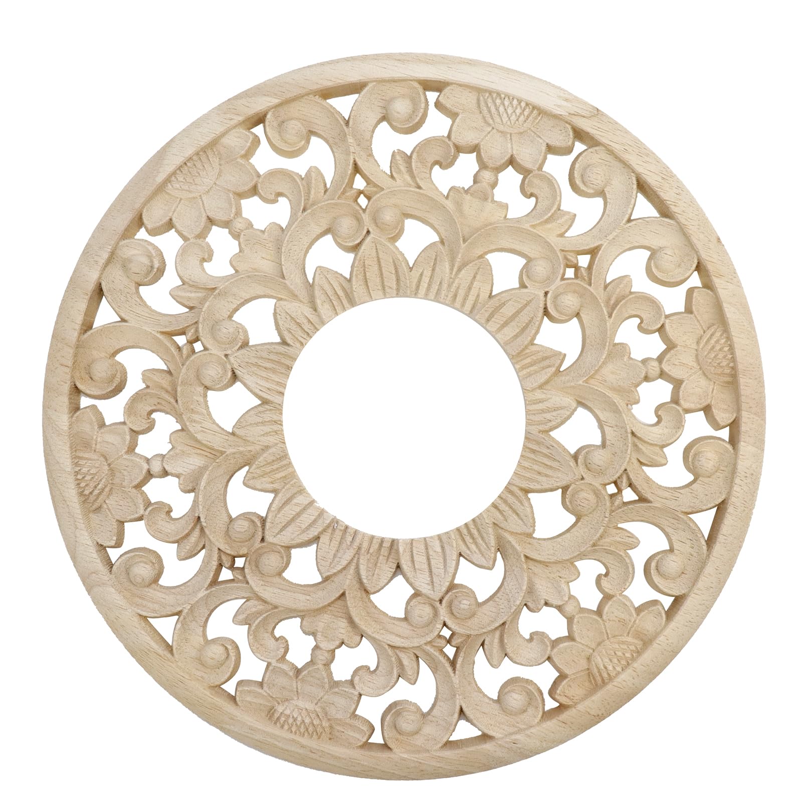Photo 1 of Antrader Ceiling Medallion,Wood Ceiling Cover Home Lighting Ceiling Medallions Ring Ceiling Fan Medallion for Light Fixtures and Ceiling Fans,3.1" ID x 9.4" OD