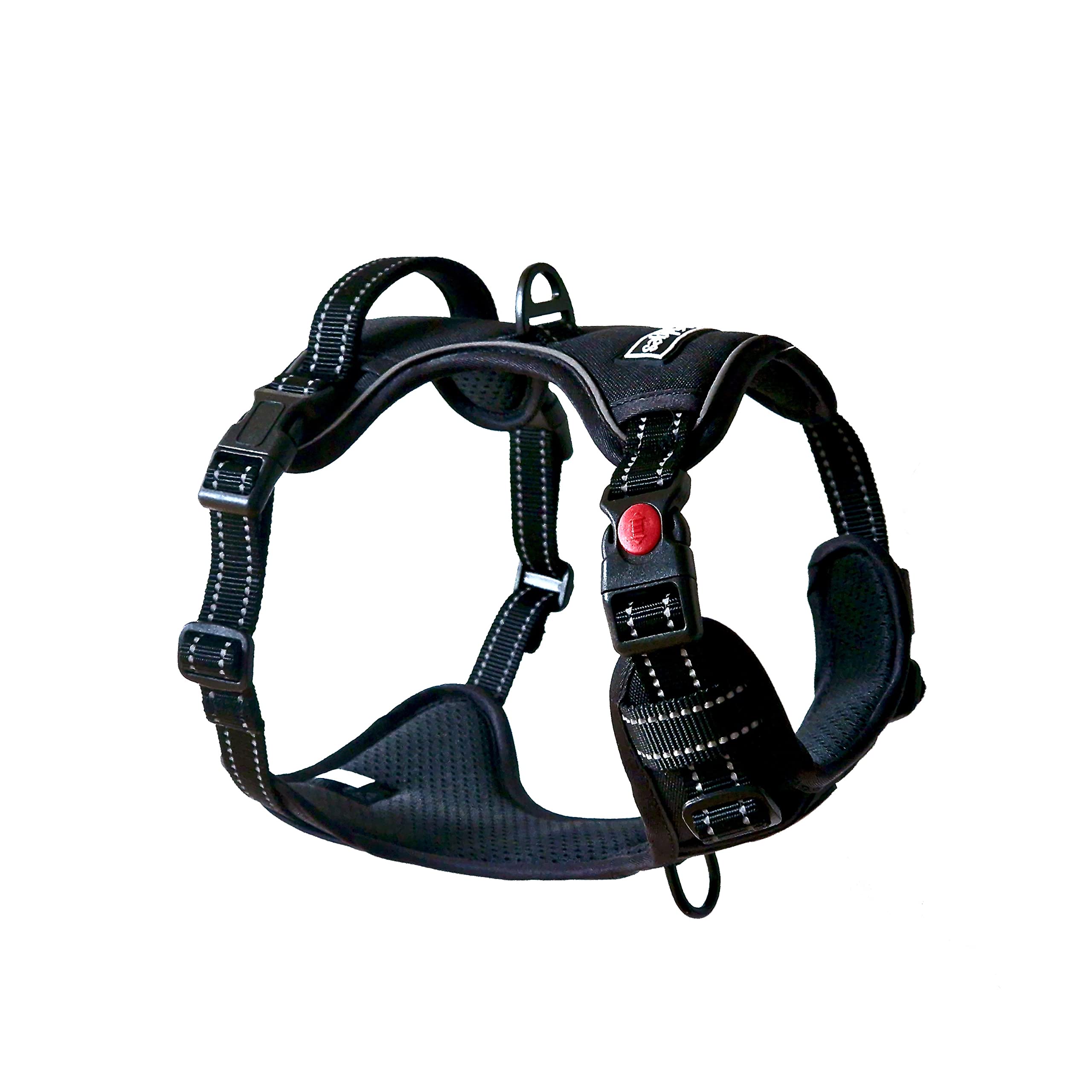 Barkridges Premium Dog Harness | Adjustable Easy-to-Wear Buckle | No Pull Non Choke Training | Chafing-Free | Safety Reflective Strips | Comfortable Small Medium Large (Black, S - Regular Fit)