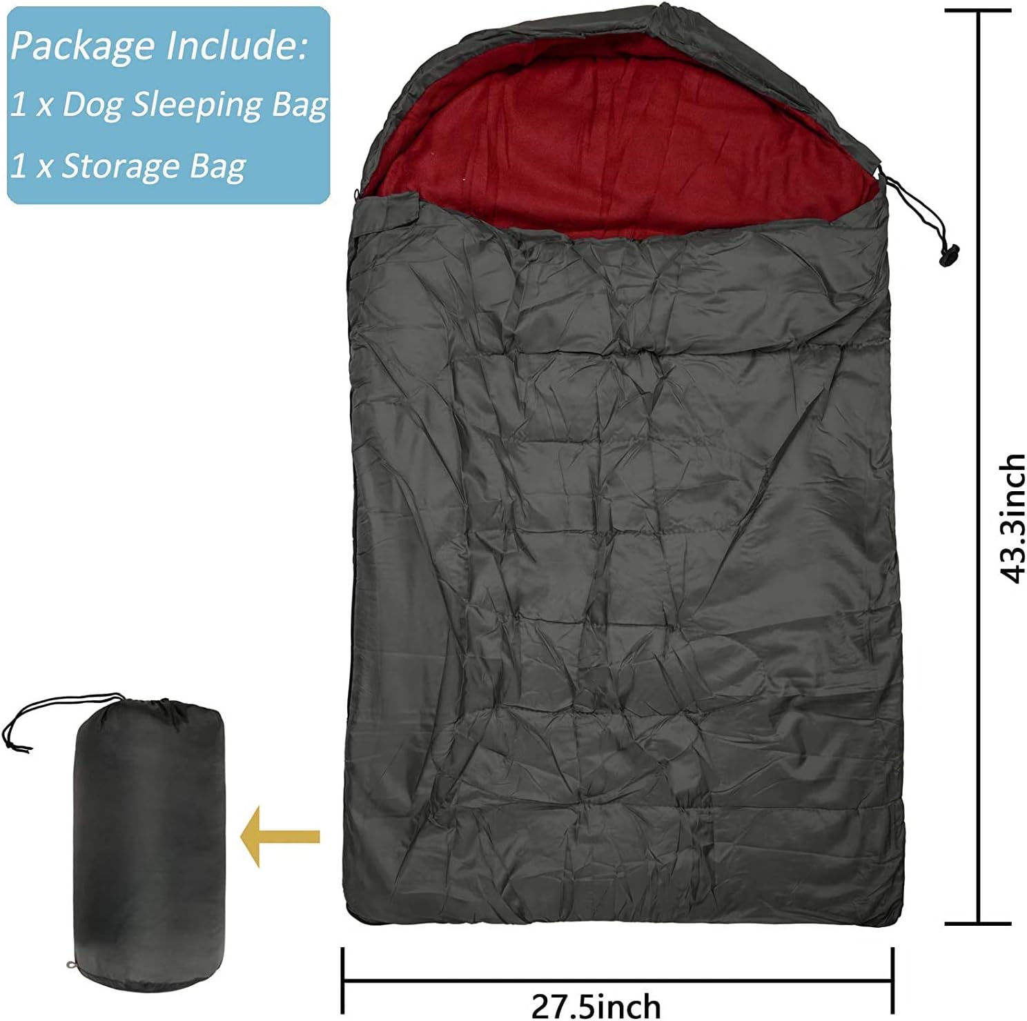 Shaddock Fishing Dog Sleeping Bag Portable Dog Bed with Storage Bag Waterproof Warm Pet Dog Cat Bed for Indoor Outdoor Travel Camping Hiking Backpacking (Wine Red) - Image 4