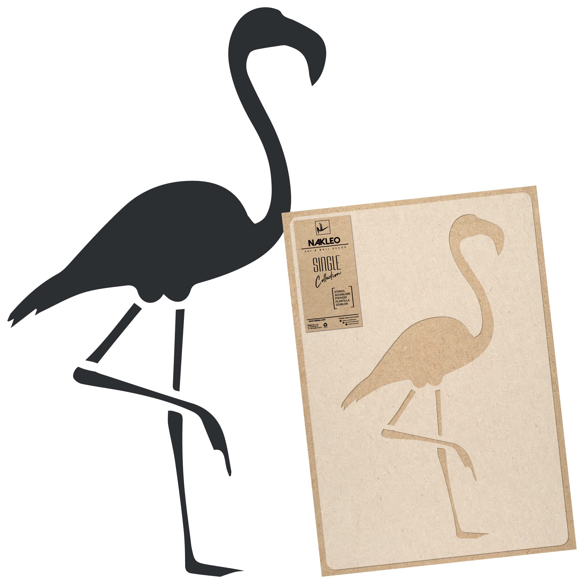 NAKLEO Large Wall Painting Stencil 43x64 cm, Flamingo Animal Tropical Bird Pattern, Reusable Plastic Template, DIY Art and Craft Home Decor, Floor Wood Fabric Furniture