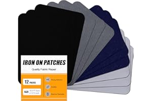 MOONSJONES Iron on Patches for Fabric Clothes, Iron-on Patch Repairing Inside & Outside Holes for Jeans, Backpacks, Down Jackets, Hat, Pants, Sweaters (7.5 cm x 10.5 cm) - 12Pcs