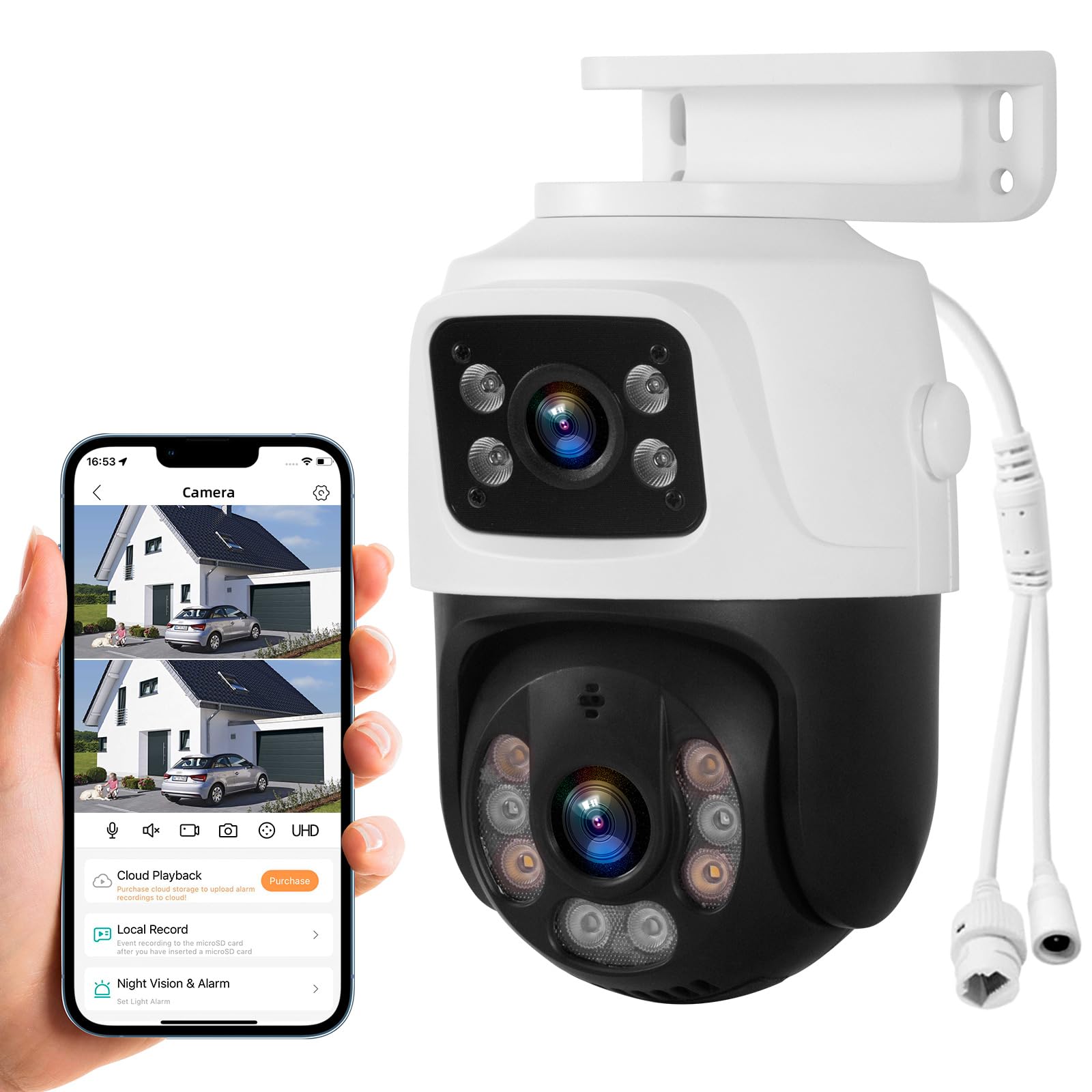 Photo 1 of Fuers Security IP Camera for Home CCTV System, IP PoE 360 Camera with Dual-Lens, Outdoor Indoor Weatherproof Surveillance 1080P Cam for POE NVR,Two-Way Audio,Auto Tracking,360°View,Night Vision