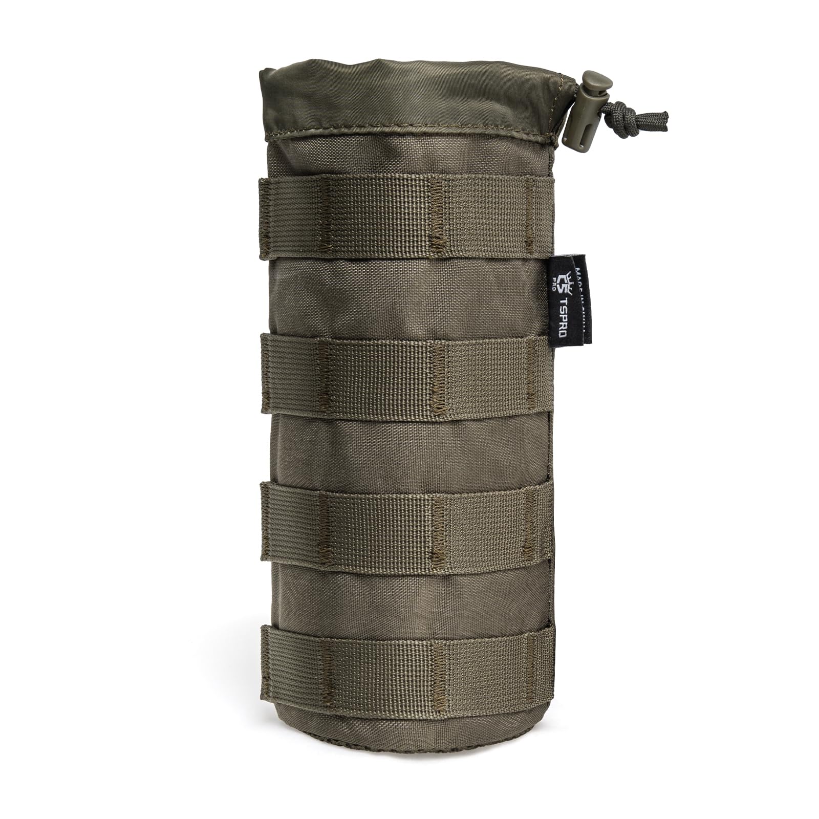 TSPRO Tactical Water Bottle Molle Pouch Durable Lightweight Drawstring Holder for Camping Hiking Bushcraft (Green)