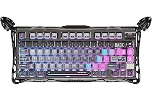 GravaStar Mercury K1 Pro Wireless Mechanical Gaming Keyboard, 75% Layout RGB Custom Keyboard, Electroplated Glossy Frame, Hot-Swappable Linear Switches – Cyberpunk Edition