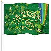 Remagr St. Patrick's Day Flag 3 x 5 ft Double Sided Heavier Funny Garden Yard Flags for Outside Irish Green Shamrock Banner with Grommets for House Porch Holiday Outdoor Decorations Gift