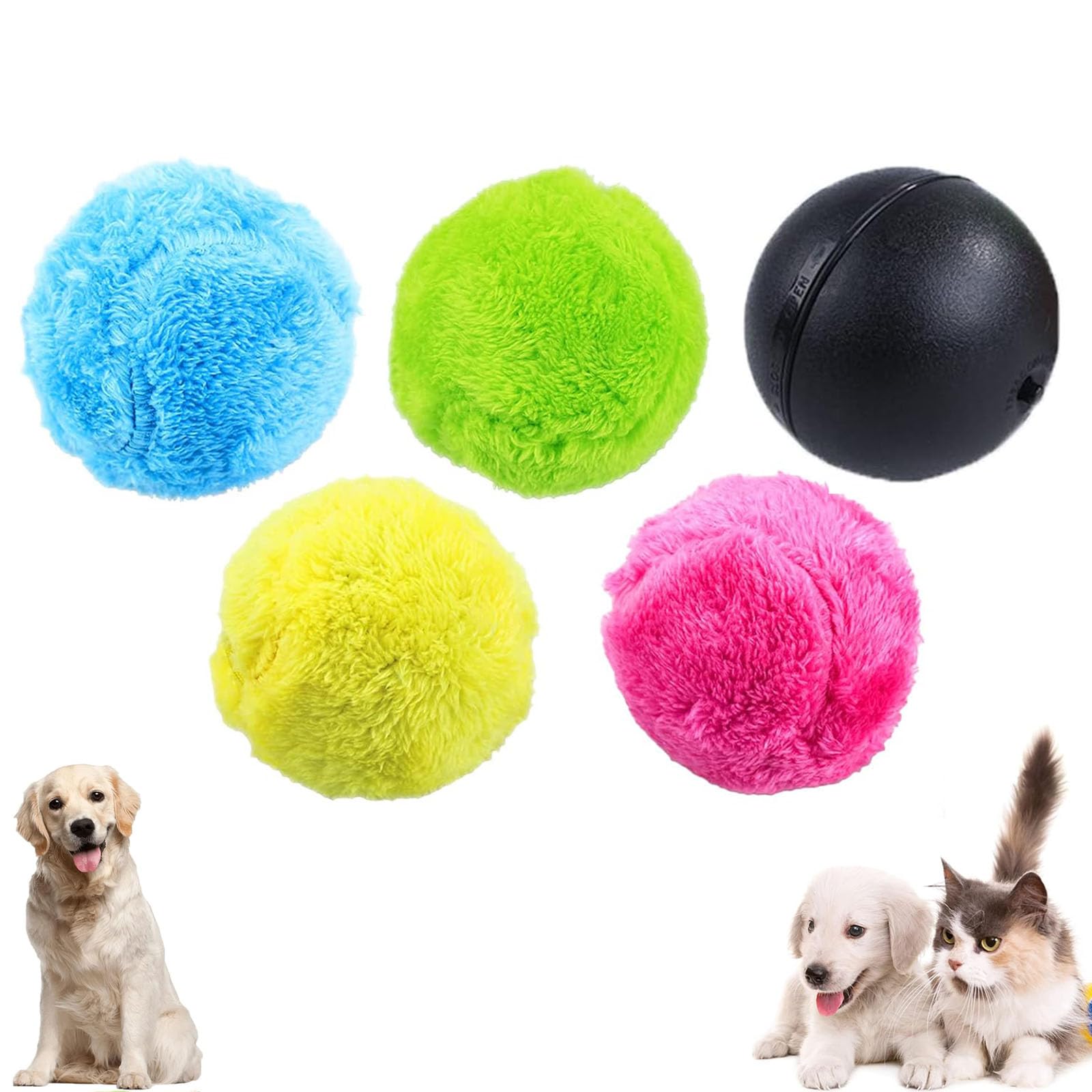 HBINGL Dog Magic Roller Ball, Automatic Rolling Dog Ball with 4 Ball Cover, Interactive Dog Toys, Indoor and Outdoor Dog Balls, Educational Moving Toy for Dog Training Sports Practice Pet Play