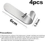 saizone 4 Pack Stainless Steel Sticky Hooks Heavy Duty Self Adhesive Waterproof view 2