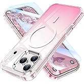 MATEPROX Gradient Clear Compatible with iPhone 17 Pro Max Case[2025], Magnetic Never Yellow Transparent Protective Cover 6.9'' Compatible with MagSafe with Screen Protector-Pink