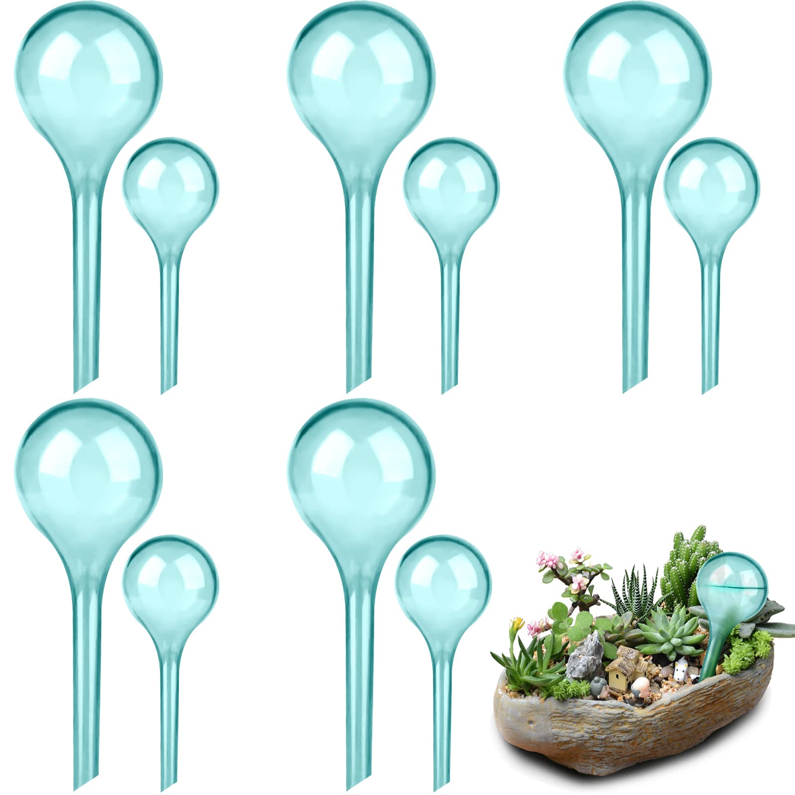 LOCOLO 10 Pack Plant Watering Globes, 2 Sizes Self Watering Bulbs for Plants, PVC Plastic Automatic Watering Globes Plant Watering Bulbs for Indoor Outdoor House Potted Hanging Patio Plants