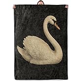 Elegant Swan Blanket Gifts for Women Girls Kids, Soft Warm Lightweight Flannel Vintage White Swan Throw Blankets for Bedroom Living Room Home Sofa Home Camping Decor 50" x 60"