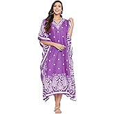 Oussum Plus Size Kaftan Dresses for Women, Polyester Summer Caftan Cover Up Maxi Beach Dress, 1X–3X