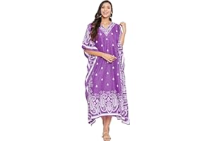Oussum Plus Size Kaftan for Women Polyester Summer Caftan Swimwear Cover Ups Maxi Beach Dress