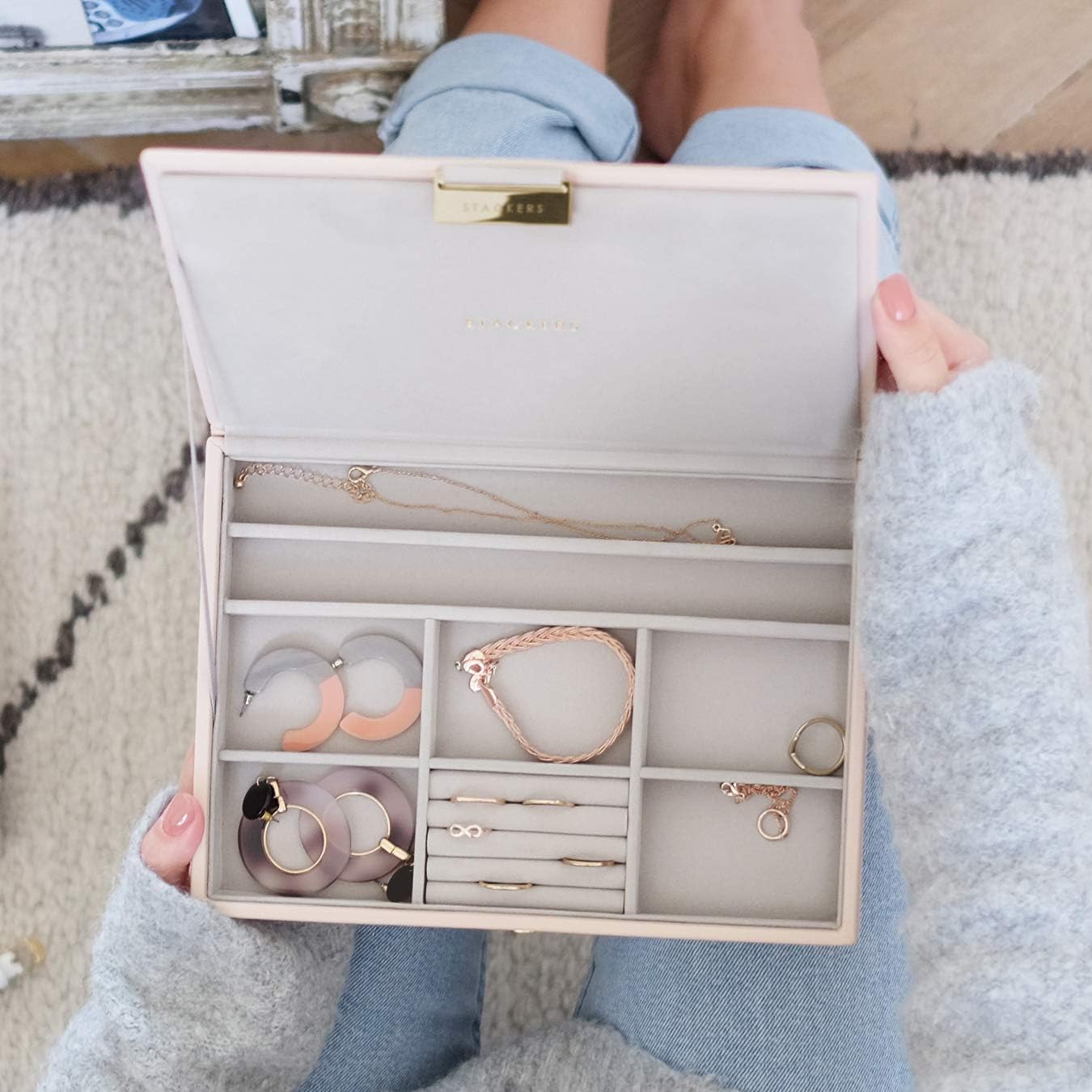 Stackers Blush Pink Classic Medium Jewellery Box