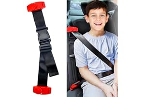 Seat Belt Adjuster for Kids, HURODEN Car Seat Belt Adjuster with Safety Clips and Adjustment Strap Seatbelt Adjuster for Childs Adults Shoulder Neck Comfort and Driving Protection (Red)…
