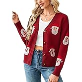 ANRILITA Women's V Neck Long Sleeve Open Front Chunky Cardigan Fall Knitted Button Up Sweaters