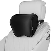 Crofy 2-Pack Car Neck Pillow, Headrest Pillow with Adjustable Strap, Black | Soft Memory Foam; Ergonomic Design Fits Most Car &amp; Office Chairs; Breathable Removable Pillow Cover Is Machine Washable