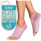 Tucketts Flow Toeless Pilates Socks with Grips for Women, Non-Slip Barre Yoga Socks for Barefoot Workouts, Sizes 5-13, 1 Pair