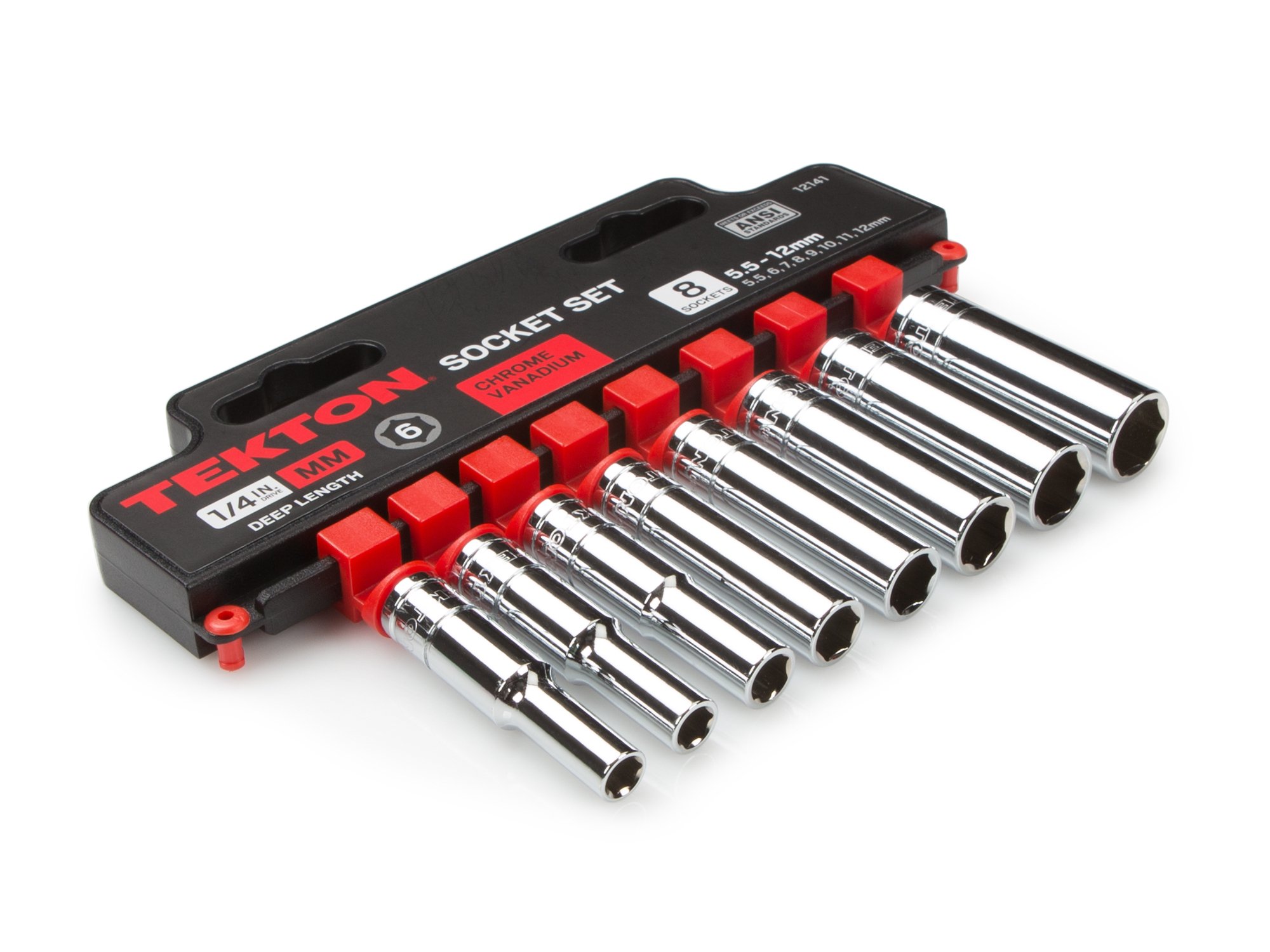 TEKTON 1/4Inch Drive Deep Socket Set, Metric, CrV, 6Point, 5.5 mm