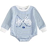 XRTBMN Infant Boy Girl Hockey Romper Long Sleeve Waffle Knit Stripe Bodysuit Baby Fall Clothes Newborn Coming Home Outfit
