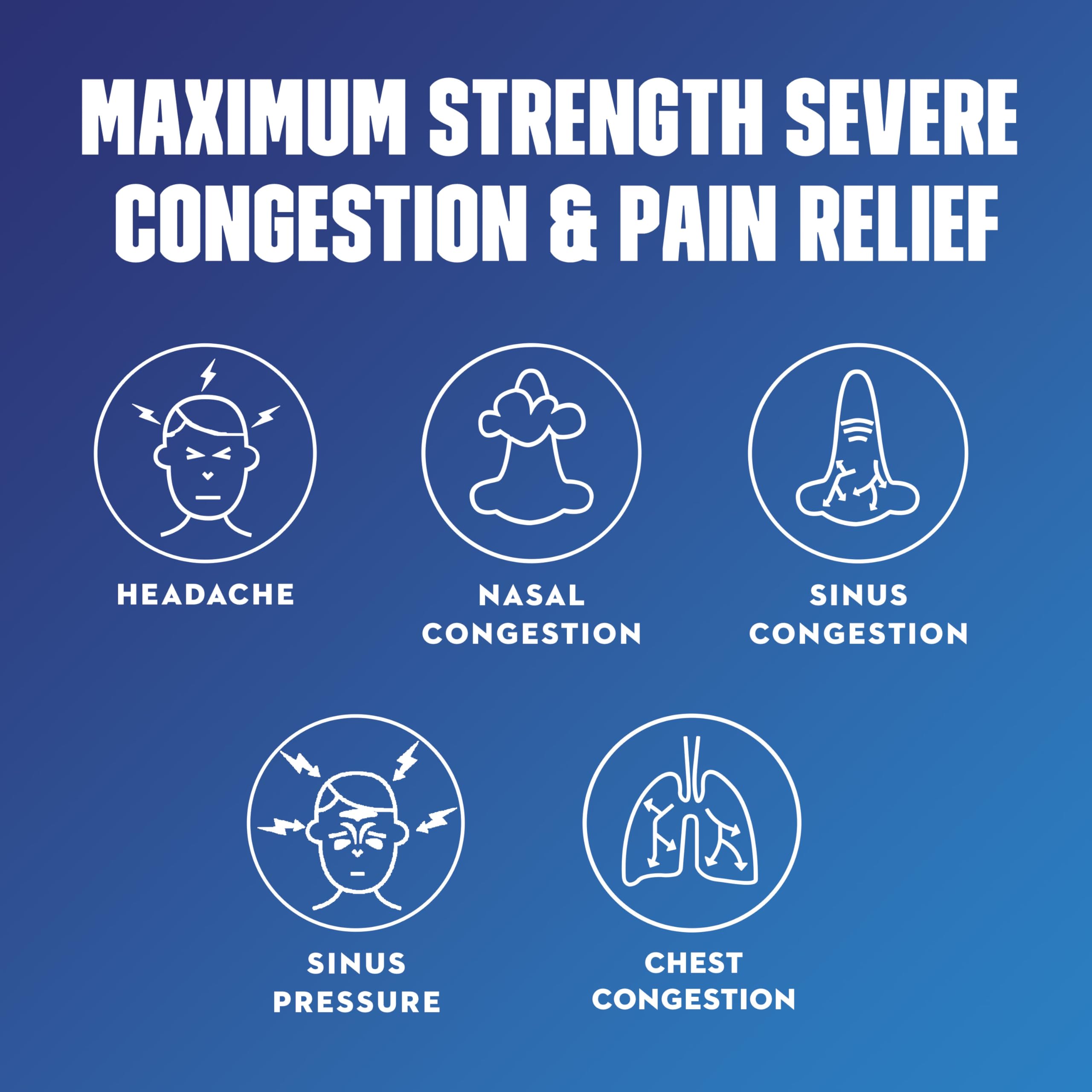 Mucinex Severe Congestion & Pain Relief, Sinus-Max Max Strength, 6oz Clears Sinus & Nasal Congestion, Relieves Headache & Fever, Thins & Loosens Mucus